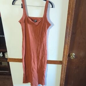 Wild Fable Terracotta Ribbed Midi Dress